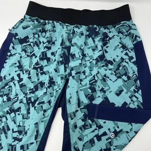 Lululemon Mens THE T.H.E. Linerless Short 12” Multi‎ Blue Size Medium Abstract